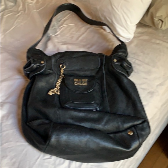 chloe black leather purse